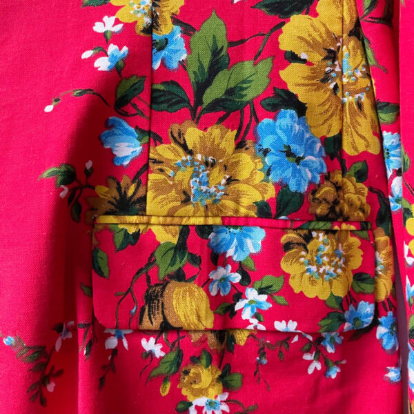 Veste costume homme rouge à fleurs Elephant Paris Couture