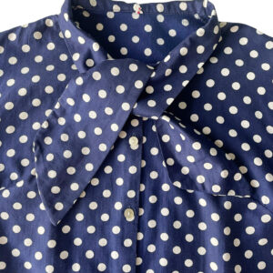 blouse marine en coton a pois blancs 60s