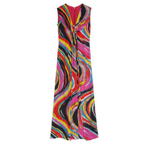 Robe longue jersey imprimée psychedelic 70s