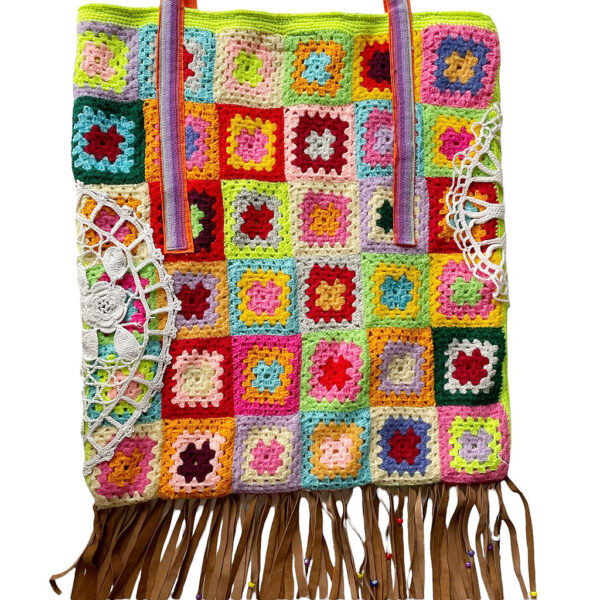 cabas crochet multicolore grany fluo