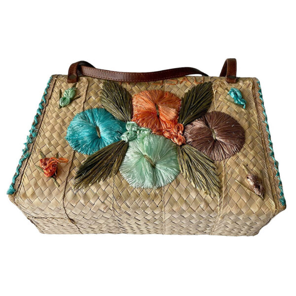 panier paille vintage 60s