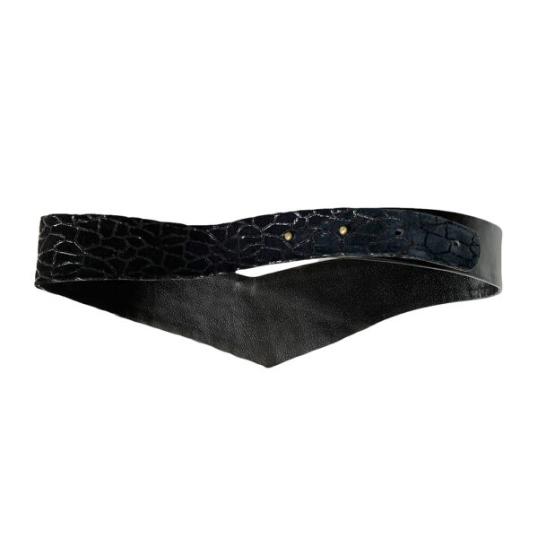 ceinture cuir noire triangle vintage 80s