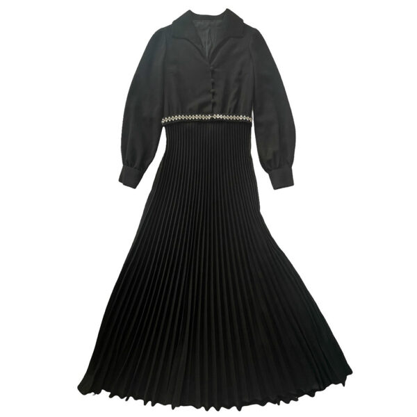 robe longue noire plissée vintage 70S