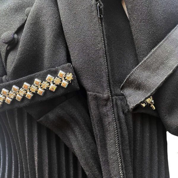robe longue noire plissée vintage 70S