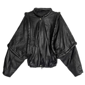 blouson cuir noir vintage 80s manches géantes