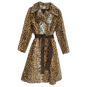 manteau 70s fausse fourrure leopard