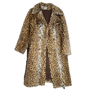 manteau 70s fausse fourrure leopard