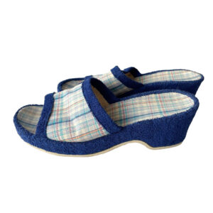 mules eponge coton bleues vintage