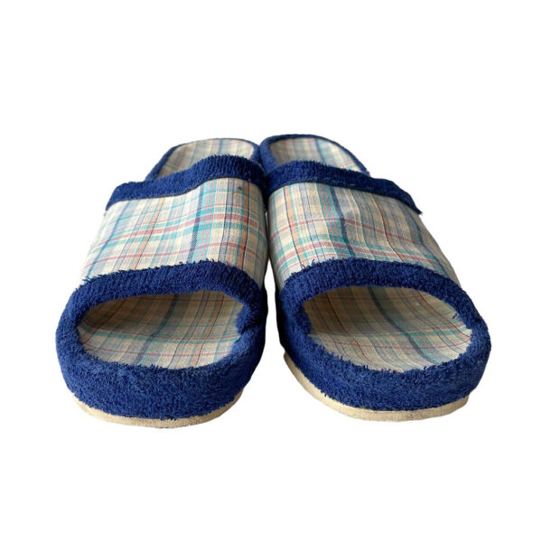 mules eponge coton bleues vintage