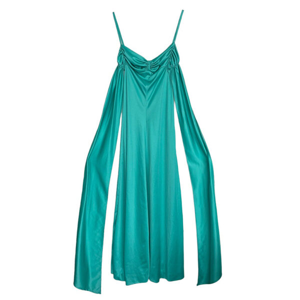 robe longue émeraude vintage 70s long vintage emerald dress 70s