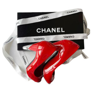 escarpins cuir vernis rouge chanel