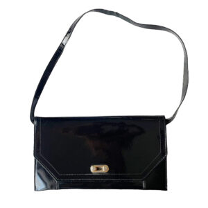 sac cuir verni noir vintage