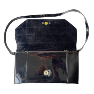 sac cuir verni noir vintage