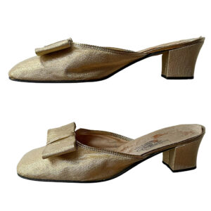 mules dorées bally vintage 70s