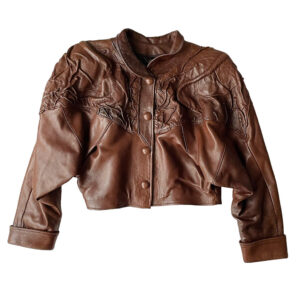 veste en cuir souple courte 80s vintage elephant future