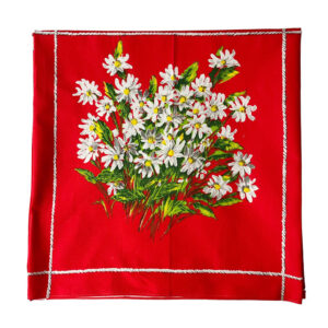 Nappe en coton rouge à fleurs 50s vintage elephant