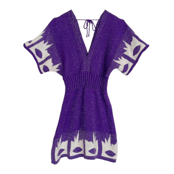 Mini robe maille violette lurex Elephant Paris vintage
