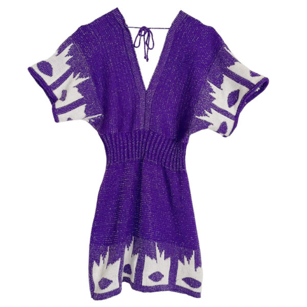 Mini robe maille violette lurex Elephant Paris vintage