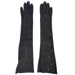 Gants daim noir paillettes elephant paris vintage