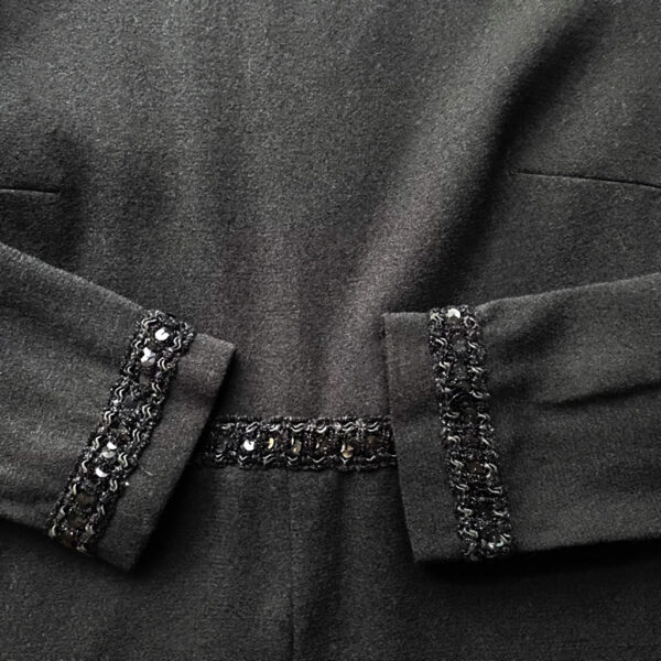 Mini robe noire crepe et sequins Senarama vintage Elephant Paris