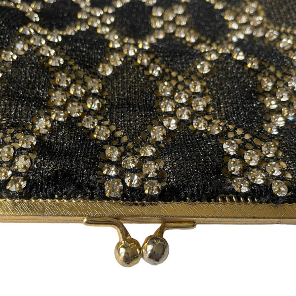 pochette résille noire et strass vintage elephant