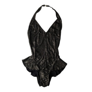 Maillot de bain body or et noir en lycra vintage elephant paris