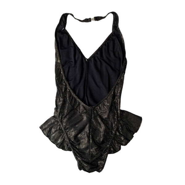 Maillot de bain body or et noir en lycra vintage elephant paris