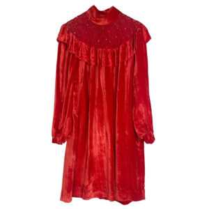 Robe rouge panne de velours elephant paris vintage