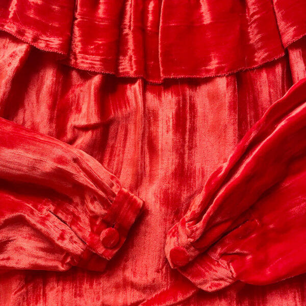 Robe rouge panne de velours elephant paris vintage