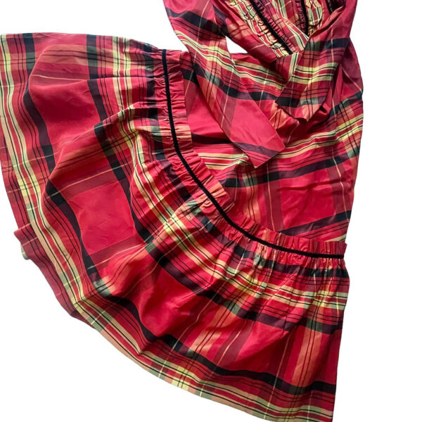 Robe taffetas tartan rouge elephant paris vintage