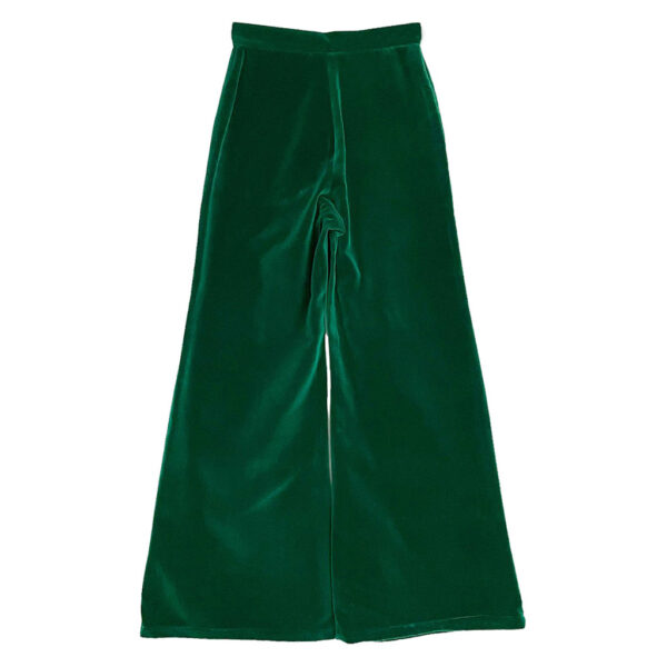 flare en velours de coton vert poche canevas Elephant Paris couture