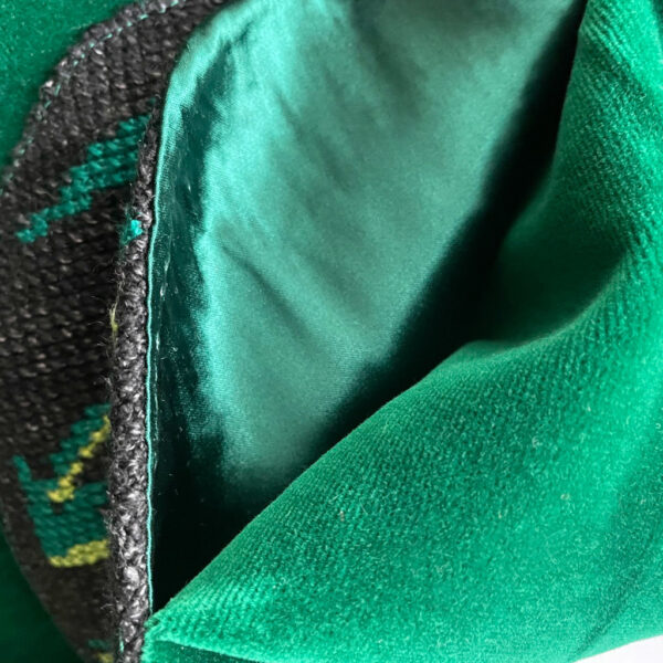 flare en velours de coton vert poche canevas Elephant Paris couture