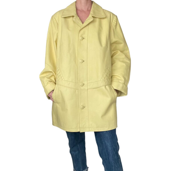 Veste cuir jaune citron vintage Elephant Paris