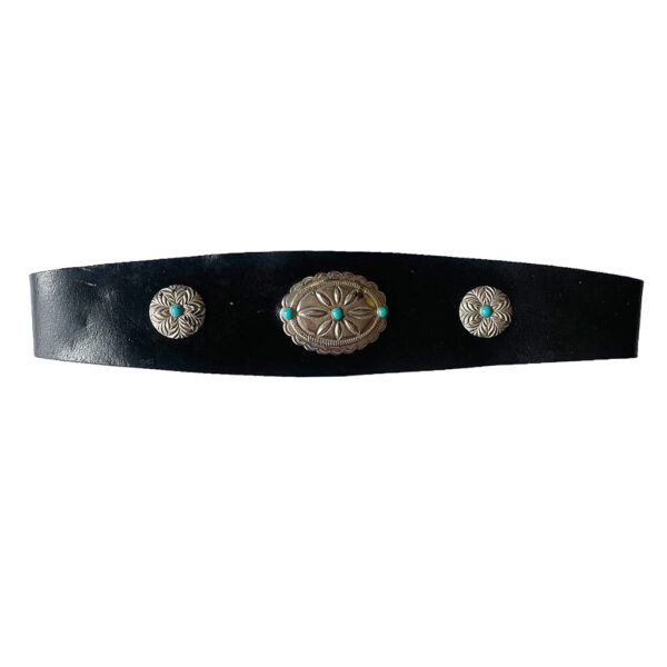 ceinture large cuir turquoise Elephant Paris vintage