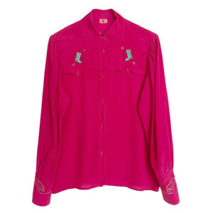 Blouse brodée fuchsia Elephant Paris vintage