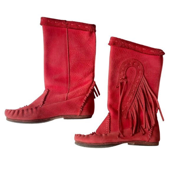 Bottes daim rouges indiennes Elephant Paris vintage