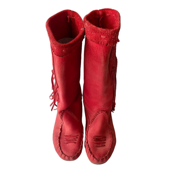 Bottes daim rouges indiennes Elephant Paris vintage