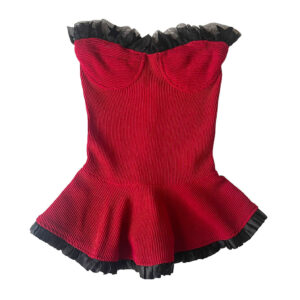 Bustier vintage lycra rouge et tulle noir Elephant Paris Vintage