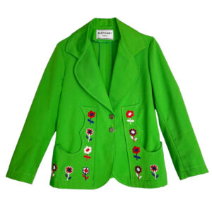 Veste vert pomme brodée Elephant Paris Couture