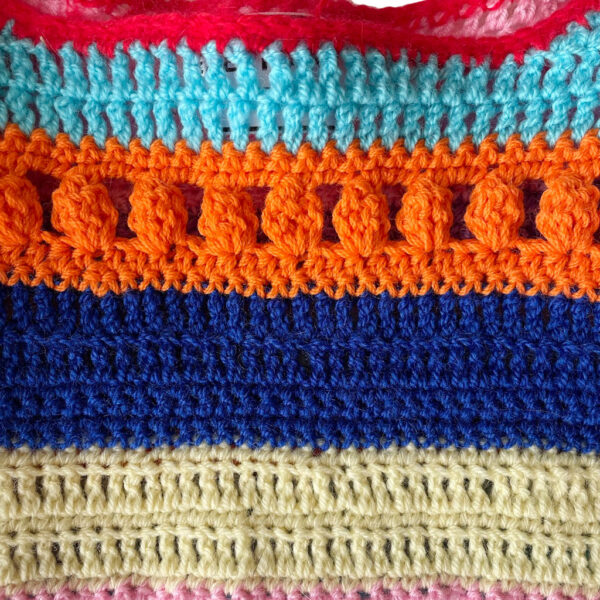 Pull crop multicolore crochet Elephant Paris Couture