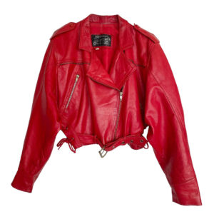 Blouson cuir crop rouge Djornella 80s vintage Elephant Paris