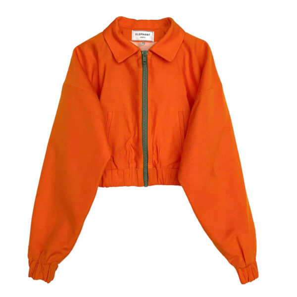 Blouson crop orange kaki Elephant Paris Couture