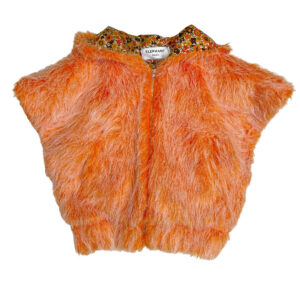 Blouson crop fausse fourrure orange double fleurs coton Elephant Paris Couture