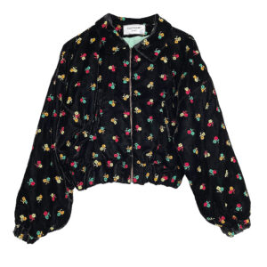 Blouson crop velours de soie brodé Elephant Paris Couture