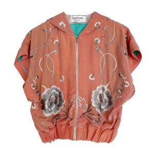 Blouson crop en soie brodée Elephant Paris Couture