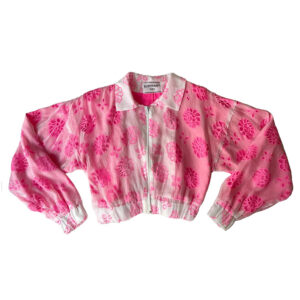 Blouson crop organza soie fluo rose Elephant Paris Couture