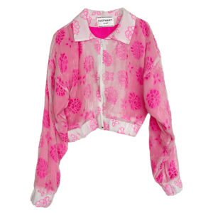 Blouson crop organza soie fluo rose Elephant Paris Couture