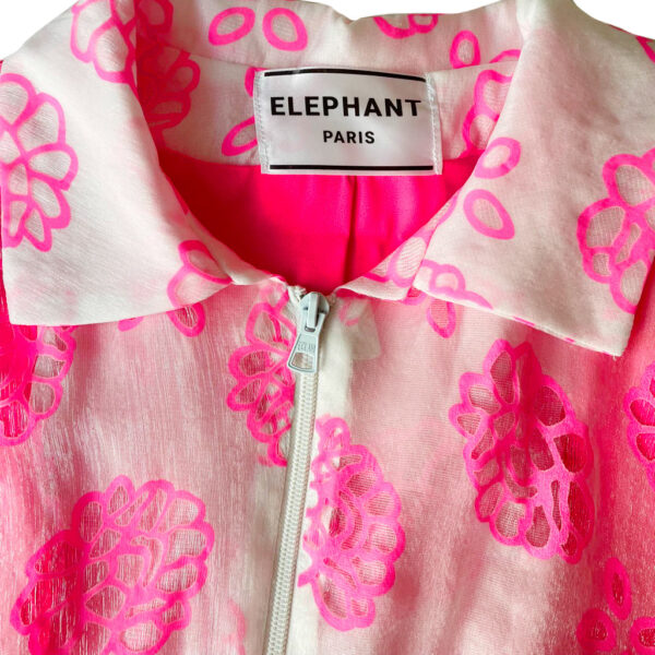Blouson crop organza soie fluo rose Elephant Paris Couture