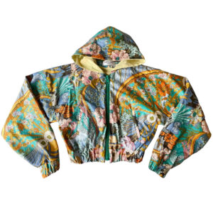 Bombers coton enduit et soie art nouveau orange Elephant Paris Couture