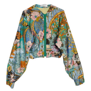 Bombers coton enduit et soie art nouveau orange Elephant Paris Couture